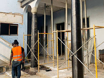 Carbon Fiber Sheet Reinforcement of a Resort Columns